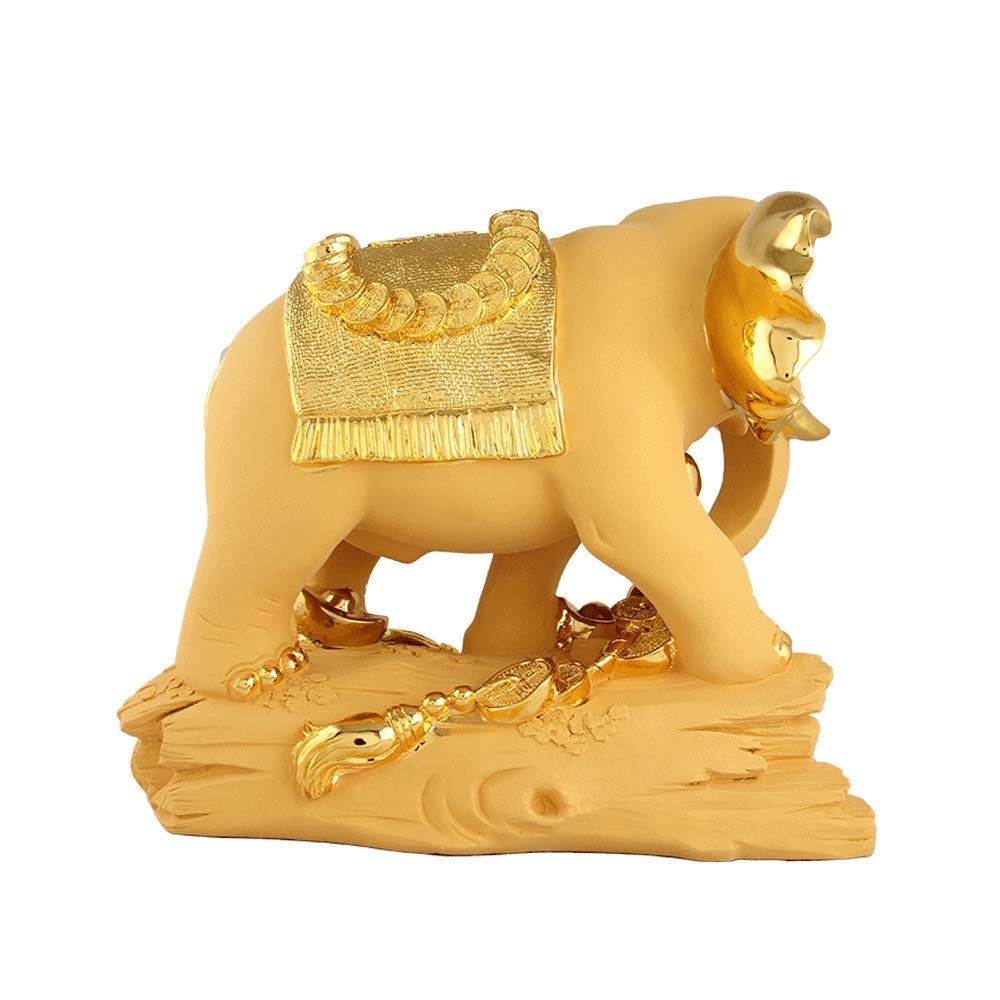 Amazon｜装飾品 象の像 装飾 金色の樹脂の置物 自宅やオフィス